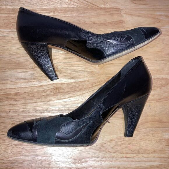 Hugo Boss, Mixed Media Patchwork Pumps Suede, Patent & Smooth Leather Women’s 36 - Picture 7 of 12